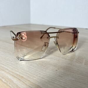 Vintage Tura Mod. 198 Oversized Eyeglasses Brown Rimless Frames Only Japan 5 3/4
